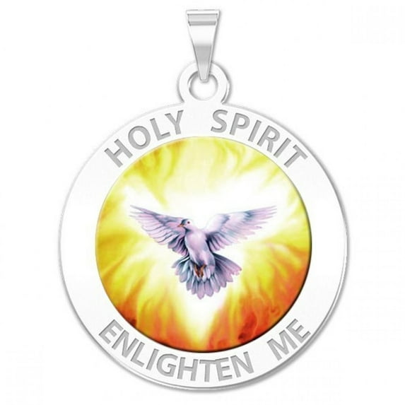 PicturesOnGold.com Holy Spirit Religious Medal Color Female Adult - 1 inch Size of a Quarter -Sterling Silver