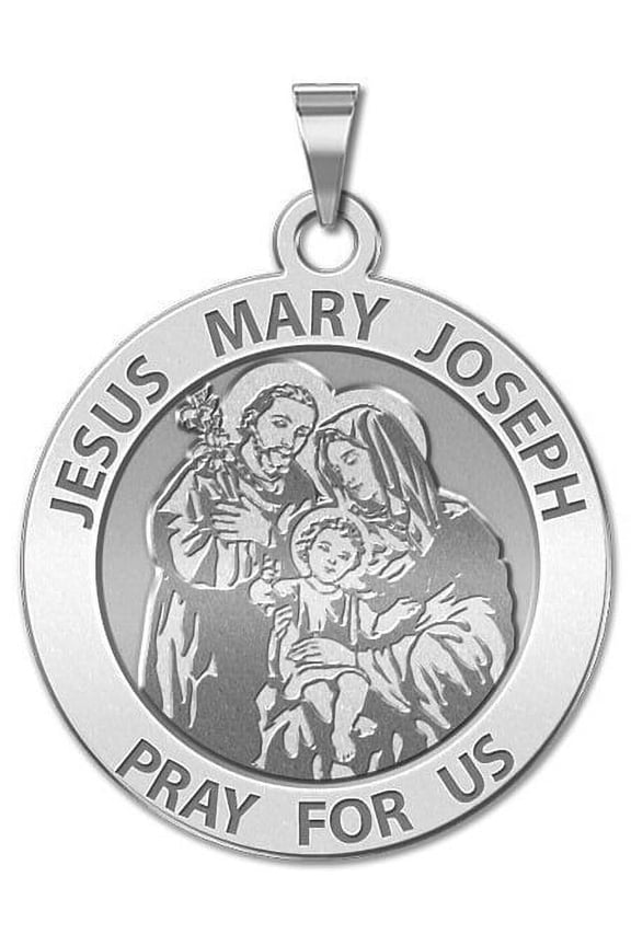 Jesus Mary Joseph Religious Medal Exclusive 1 in. Size of a Quarter - Sterling Silver