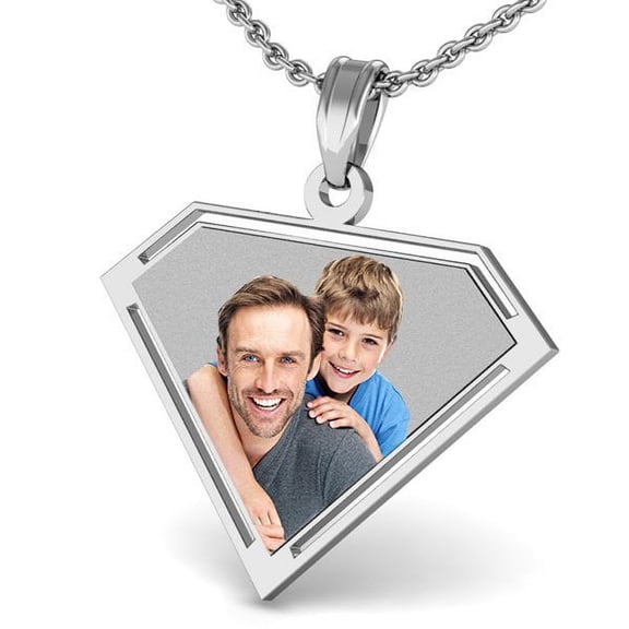 PicturesOnGold.com Large Super Guy/Gal Style Pendant - Solid 14K White Gold