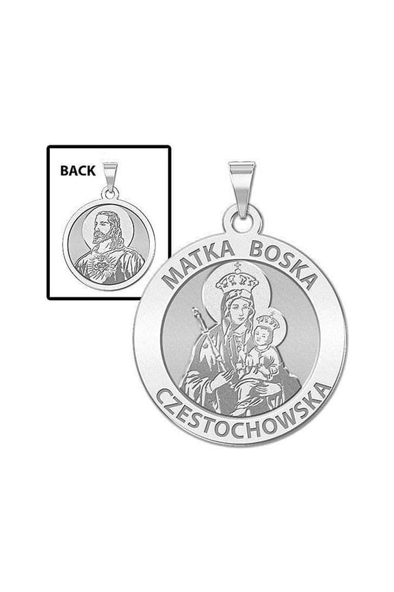 Matka Boska Double Sided Religious Medal - 2/3 inch Size of Dime, Sterling Silver