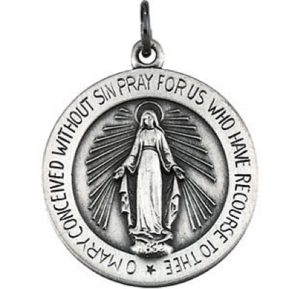 PicturesOnGold.com Miraculous Medal Female Adult - Sterling Silver- Just over 3/4 inch x 3/4 inch