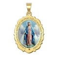 thumbnail image 1 of PicturesOnGold.com Miraculous Medal Necklace Scalloped Oval Pendants Female Adult - 2/3x3/4in Solid 10K Yellow Gold, 1 of 6