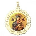 thumbnail image 1 of PicturesOnGold.com Our Lady of Perpetual Help Scalloped Round Religious Medal Color 1″ Solid 14K Yellow Gold, 1 of 2