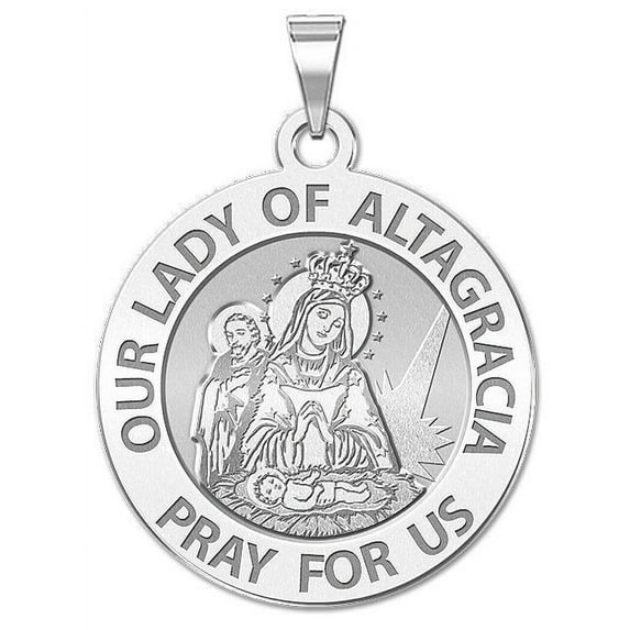 PicturesOnGold.com Our Lady of The Altagracia Religious Medal - 3/4″ Size of a Nickel -Sterling Silver