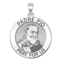 PicturesOnGold.com Padre Pio Religious Medal Necklace Pendants Female Adult - 2/3 inch Sterling Silver