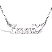 Personalized Script Name Necklace with Open Heart Custom Name Necklace For Women with any Name or Word - Sterling Silver, Chain Included