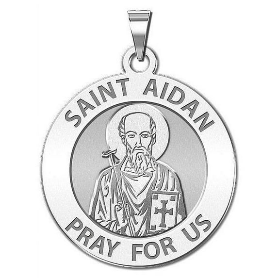 PicturesOnGold.com Saint Aidan Religious Medal - 1 inch Size of a Quarter, Sterling Silver