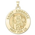 thumbnail image 1 of PicturesOnGold.com Saint Ambrose Religious Medal - 1 Inch Size of a Quarter - Solid 14K Yellow Gold, 1 of 2