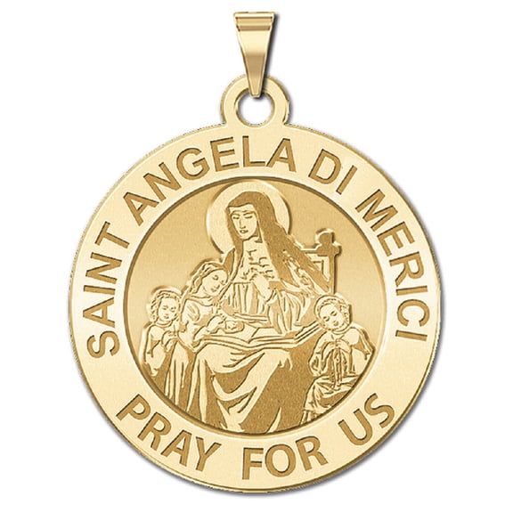 PicturesOnGold.com Saint Angela Di Merici Religious Medal Female Adult - 2/3 inch 14K Yellow Gold