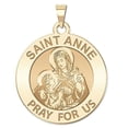 thumbnail image 1 of PicturesOnGold.com Saint Anne Religious Medal - 3/4 inch Size of a Nickel, Solid 14K White Gold, 1 of 8