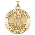 thumbnail image 1 of PicturesOnGold.com Saint Brendan Religious Medal Female Adult - 3/4 inch Size of a Nickel -Solid 14K Yellow Gold, 1 of 8