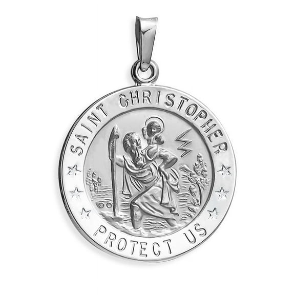 PicturesOnGold.com Saint Christopher Religious Medal Necklace Pendants Adult -Sterling Silver, 3/4in