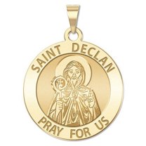 PicturesOnGold.com Saint Declan Religious Medal Necklace Pendants - 1 x 1 inch -Solid 14K Yellow Gold