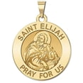 thumbnail image 1 of PicturesOnGold.com Saint Elijah Round Religious Medal Female Adult - 1 inch Size of a Quarter -Solid 14K Yellow Gold, 1 of 2
