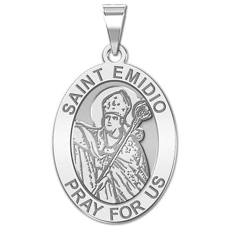 PicturesOnGold.com Saint Emidio Religious Medal Pandant - 3/4 inch Xx1 inch -Sterling Silver