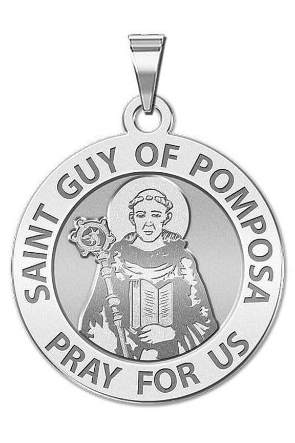 Saint Guy of Pomposa Religious Medal Pandant - 2/3 inch Size of Dime, Sterling Silver