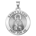 thumbnail image 1 of PicturesOnGold.com Saint Illtud Religious Medal Necklace Pendants Female - 2/3 Inch Size of Dime, Solid 14K White Gold, 1 of 6
