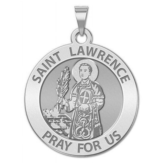 PicturesOnGold.com Saint Lawrence Religious Medal Female Adult - 3/4 inch Size of a Nickel -Sterling Silver