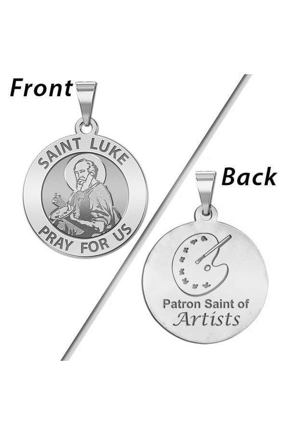 Saint Luke Double Sided Artists Religious Medal - 1 inch Size - Sterling Silver