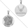 thumbnail image 1 of PicturesOnGold.com Saint Michael Doubledside AIR Force Religious Medal - 3/4 Inch Size of a Nickel - Solid 14K White Gold, 1 of 4