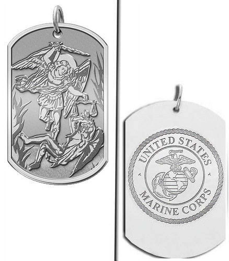 PicturesOnGold.com Saint Michael Doubledside Marines Dogtag Religious Medal Trophies & Awards - 2/3 inch x 1 inch - Unisex Sterling Silver