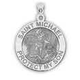 thumbnail image 1 of PicturesOnGold.com Saint Michael - Protect My Son - Religious Medal Female Adult- 2/3″ Size of Dime, Solid 14K White Gold, 1 of 2