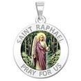 thumbnail image 1 of PicturesOnGold.com Saint Raphael Color Religious Medal Unisex Female Adult - 1 inch Size of a Quarter, Sterling Silver, 1 of 7