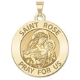 thumbnail image 1 of PicturesOnGold.com Saint Rose of Lima Religious Medal Female Adult - 2/3 inch Size of Dime, Solid 14K Yellow Gold, 1 of 8
