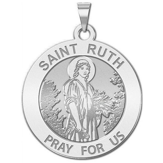 PicturesOnGold.com Saint Ruth Round Religious Medal Female Adult - 3/4 inch Nickel, 14K White Gold