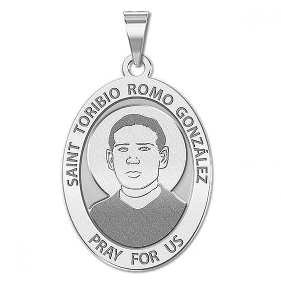 PicturesOnGold.com Saint Toribio Romo Gonzalez - Oval Religious Medal Female Adult - 1/2 X 2/3 Size of Dime, Sterling Silver