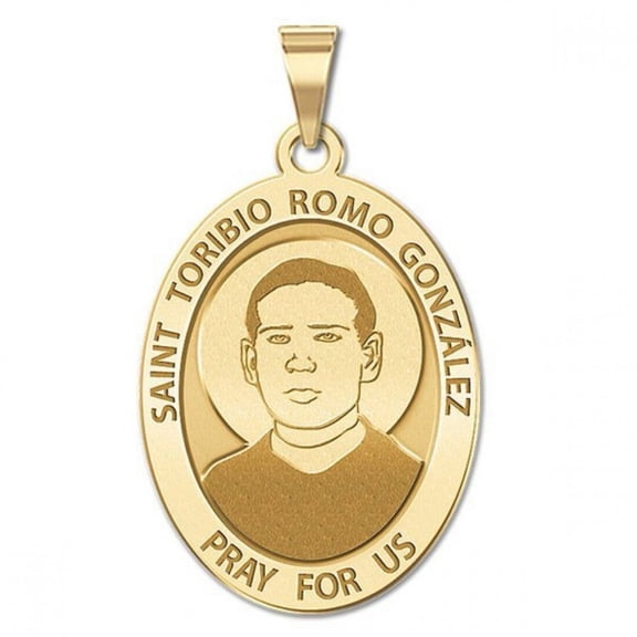 PicturesOnGold.com Saint Toribio Romo Gonzalez - Oval Religious Medal Female Adult - 3/4 x 1 in Solid 14K Yellow Gold