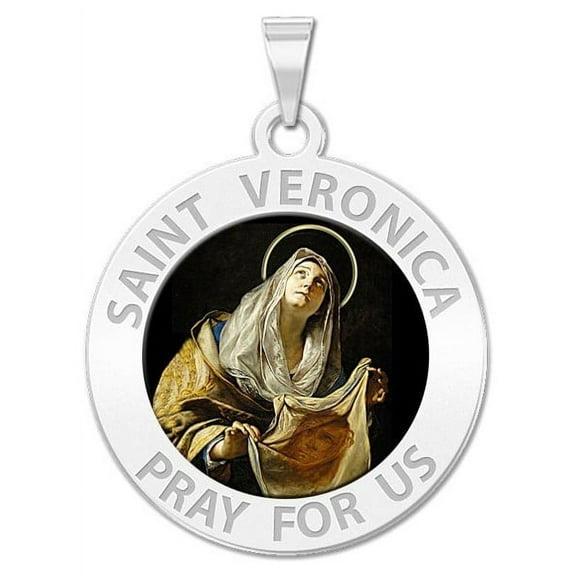 PicturesOnGold.com Saint Veronica Religious Medal  - 3/4 Inch Size of a Nickel -Sterling Silver