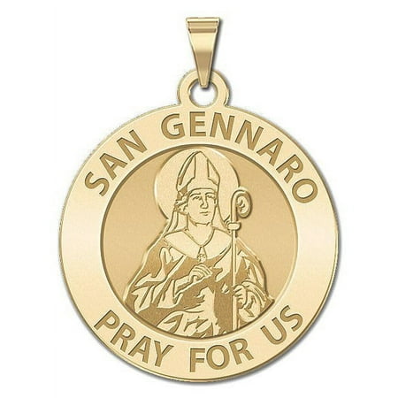 PicturesOnGold.com San Gennaro Religious Medal Adult Unisex Pendants 2/3 inch Solid 14K Yellow Gold