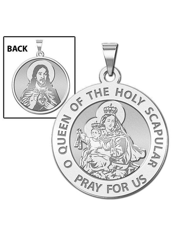 Scapular Religious Medal Female Adult - 2/3 inch Size of Dime, Sterling Silver