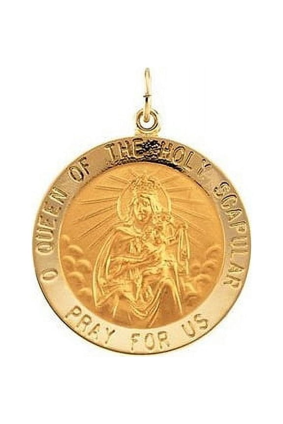 Scapular Religious Medal Female Adult - Solid 14k Yellow Gold, 1 inch (25mm)