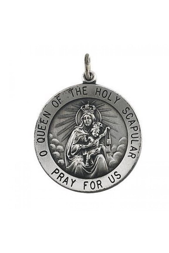 Scapular Religious Medal Female Adult - Sterling Silver, 5/8 Inch (18mm)