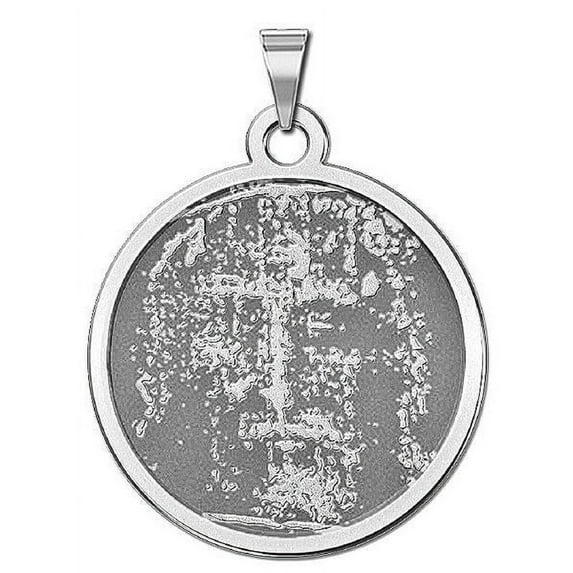 PicturesOnGold.com Shroud of Turin Religious Medal Female Adult - 3/4 inch Size of a Nickel -Solid 14K White Gold