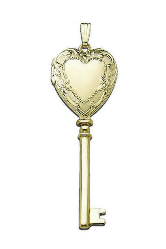 Solid 14K Yellow Gold Key Locket 3/4 Inch X 2 Inch in Solid 14K Yellow Gold