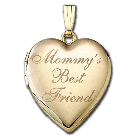 PicturesOnGold.com Solid 14K Yellow Gold Mommys Best Friend Heart Locket 3/4 Inch X 3/4 Inch in Solid 14K Yellow Gold