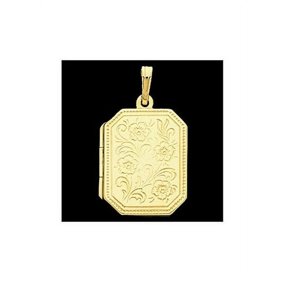 PicturesOnGold.com Solid 14k Yellow Gold Emerald Shaped Locket 14K Yellow- 3/4 Inch X 1 Inch