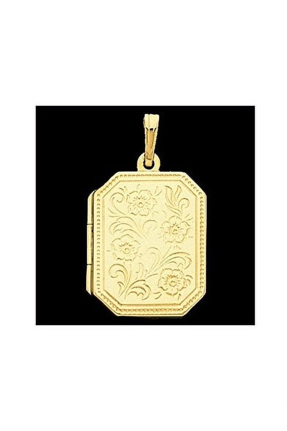 Solid 14k Yellow Gold Emerald Shaped Locket 14K Yellow- 3/4 Inch X 1 Inch