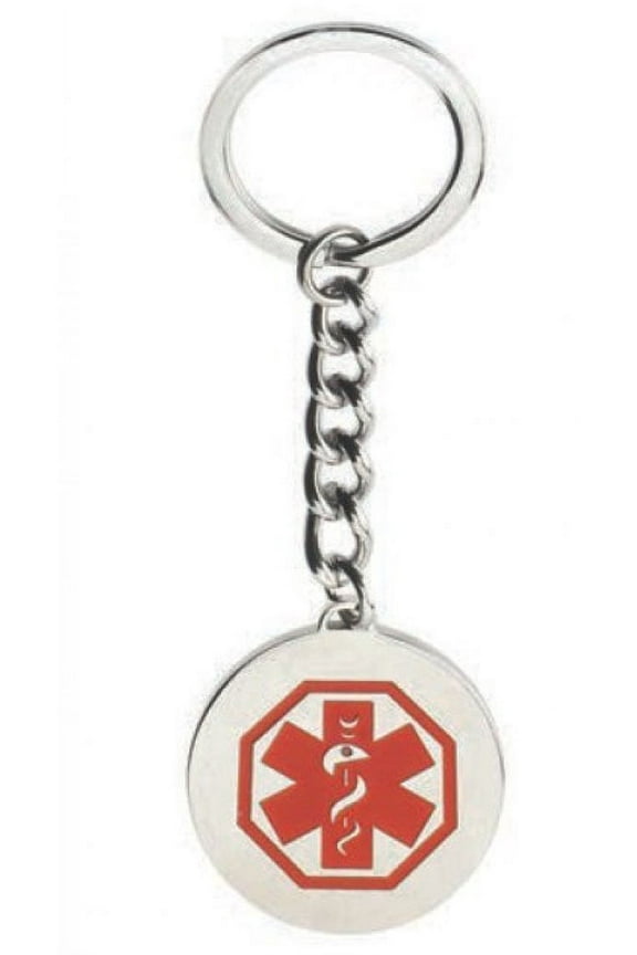Stainless Steel Round Medical ID Keychain - Stainless Steel