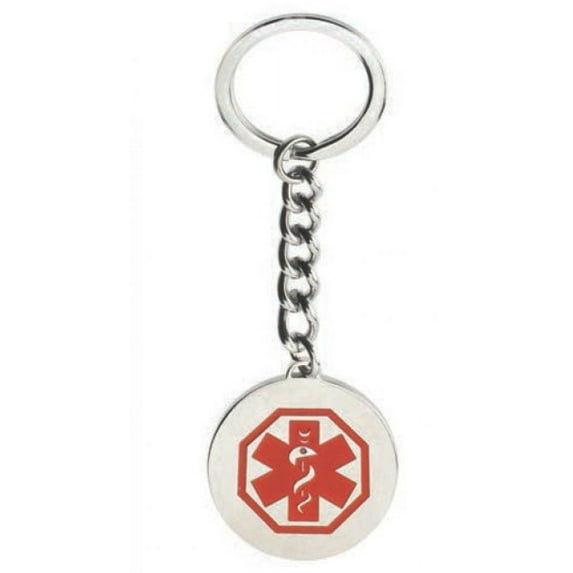 PicturesOnGold.com Stainless Steel Round Medical ID Keychain - Stainless Steel