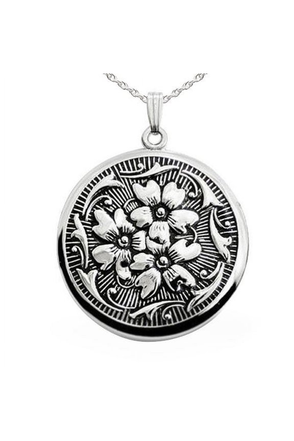 Sterling Silver Antique Round Photo Locket