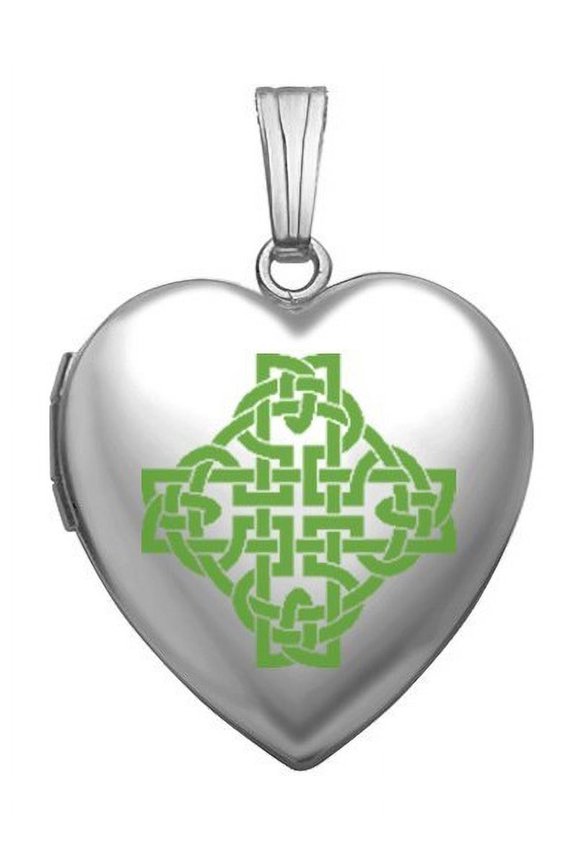 Sterling Silver Color Celtic Knot Heart Locket - 3/4 Inch X 3/4 Inch