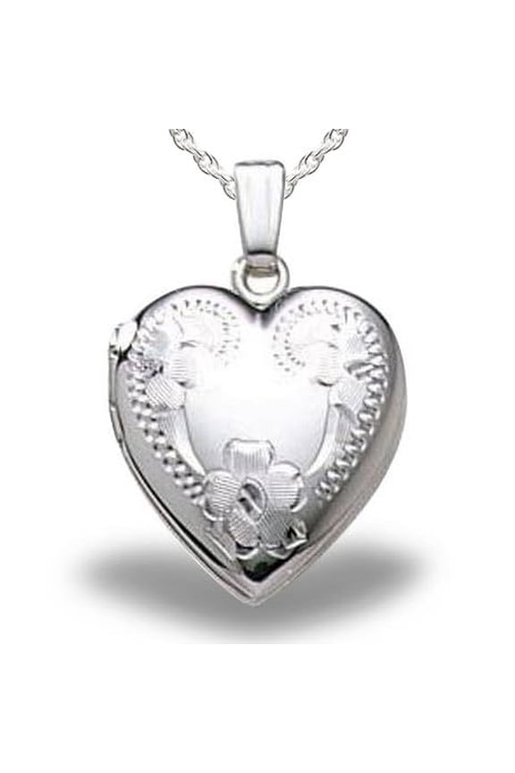 Sterling Silver Small Heart Photo Locket - 1/2 x 1/2 Inch
