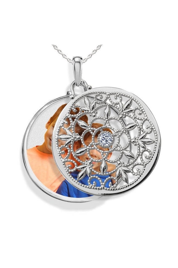 Sterling Silver Swivel Round Photo Locket