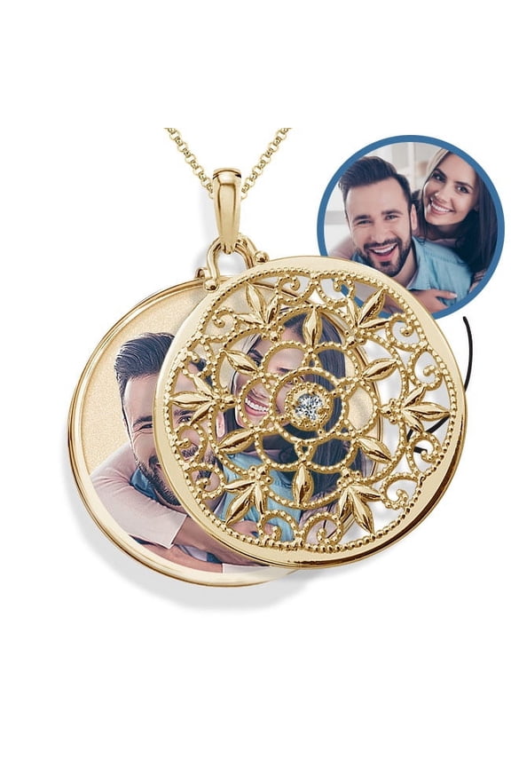Yellow Gold Swivel Round Photo Locket