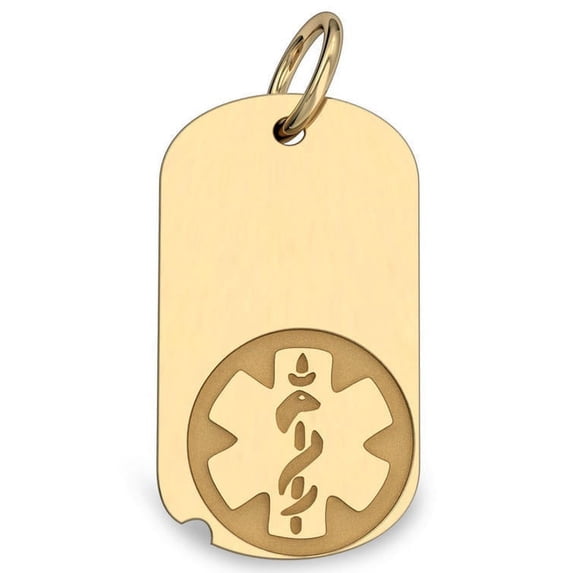 Picturesongold.Com 14K Yellow Gold Dog Tag Medical Pendant Adult - 3/4 inch x 1-1/4 inch