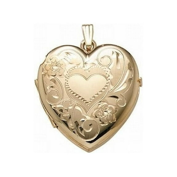 Picturesongold.Com 14K Yellow Gold Filled 4-Page Photo Heart Locket Pandant Unisex Adult - 1-1/4 inch x 1-1/4 inch